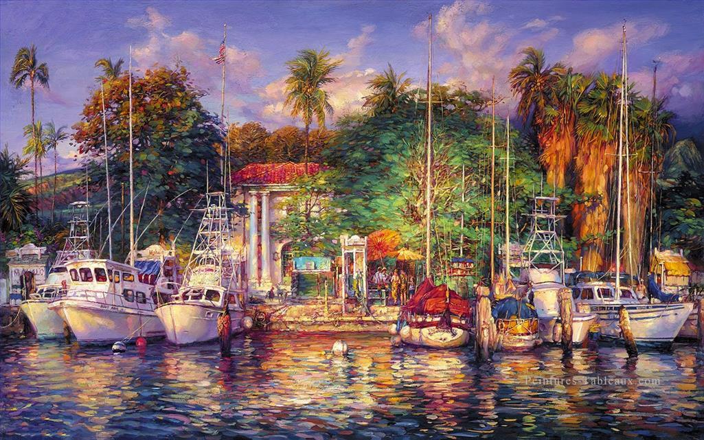 Lahaina Après midi bateaux urbains dockscape Peintures à l'huile